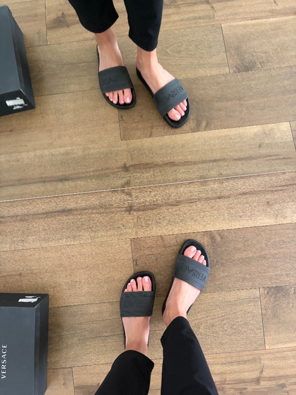 Versace Women’s Black Rubber Pool Slides Size 9 worn once with box
